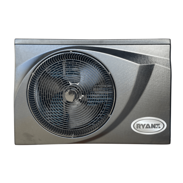 Ryanz Heat Pump Front Ryanz pool heat pumps from daisy Pool Covers & Rollers.