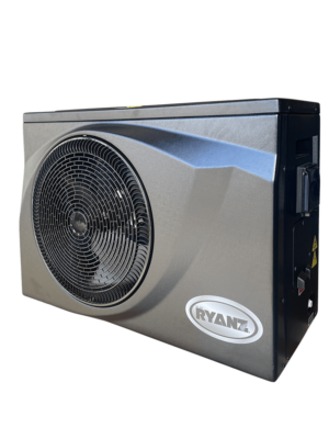 Front view of pool heat pumps available from Daisy Pool Covers & Rollers